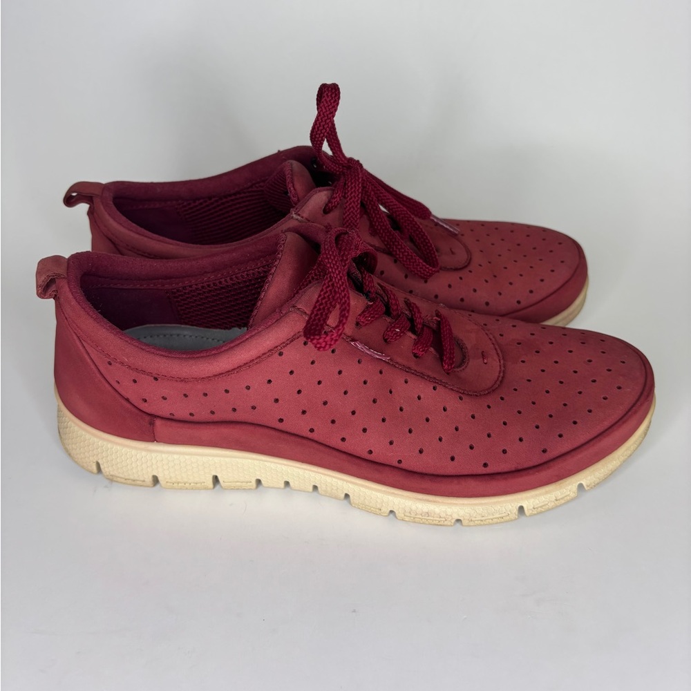 Hotter Gravity Std Red Nubuck Shoes Lace Up Trainers Sneakers Women 39 US 8